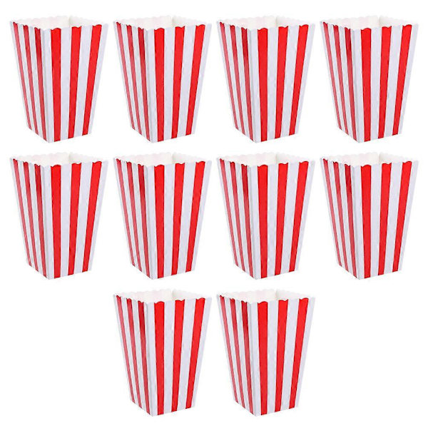 10 stk. Popcornæsker Holder Mode Striber Popcorn Opbevaringsbeholder Popcorn Bøtter