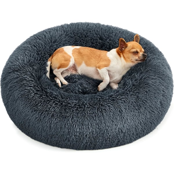 Deep Gray Dog Bed, Round Donut Bed, Sofa, Removable and Washable