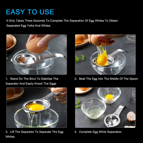 Eggeplommeseparator, Eggseparator i rustfritt stål, Eggvite Sep