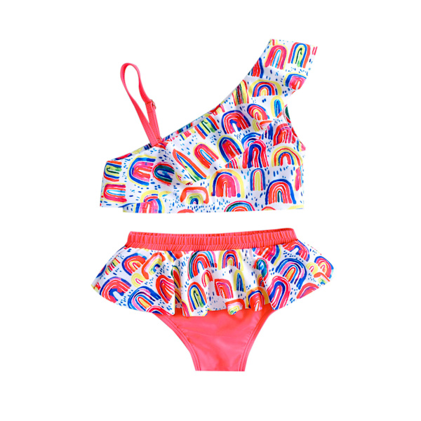 Tweedräktig baddräkt för flicka (h 110cm - färgglad), Bikinisats, be