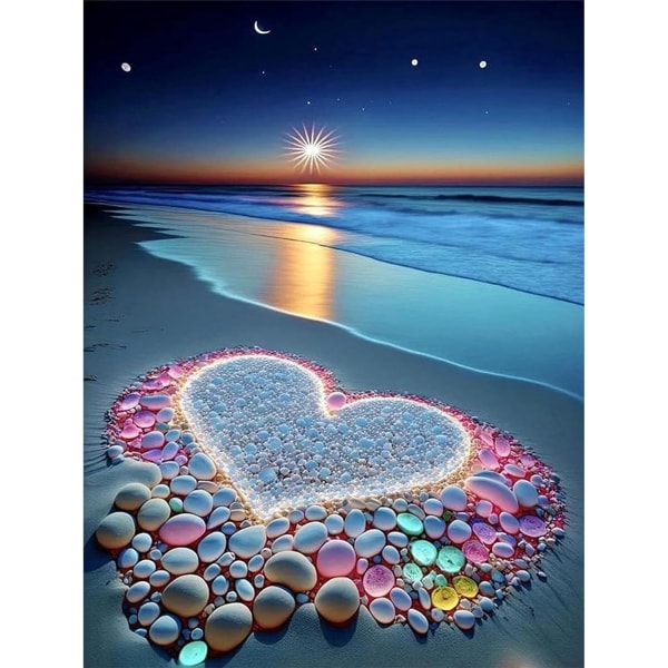 30x40cm, Love Beach 5d diamantmålning strassbroderi duk