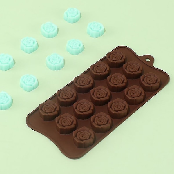 Chokladform 15 Hål Non-stick Avformning Bakform Rosformad Silikonkakform Kökspryl