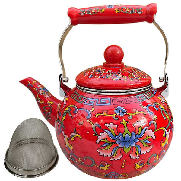 Emalj Tekanna Tjock Kaffekanna Blomma Tekanna Kallvattenkanna Hushåll Kokande Vattenkanna