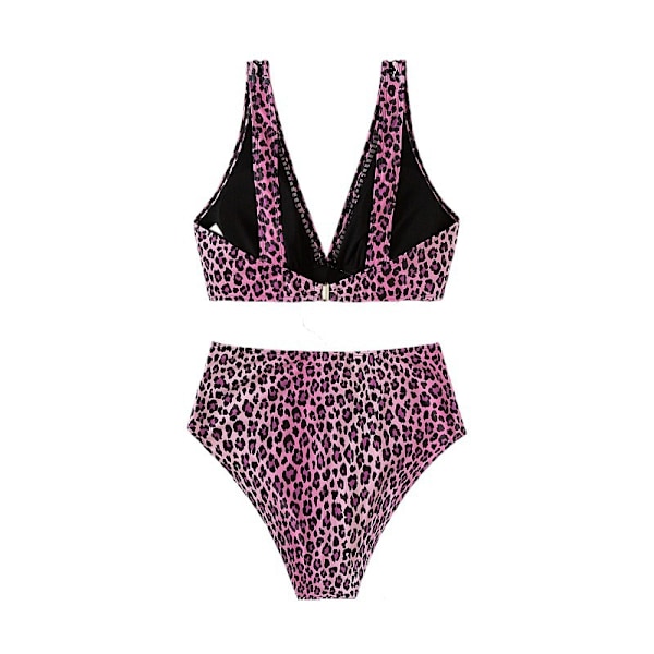 (l)sexig Leopard Högmidjad Flare Pouch Split Spa Baddräkt