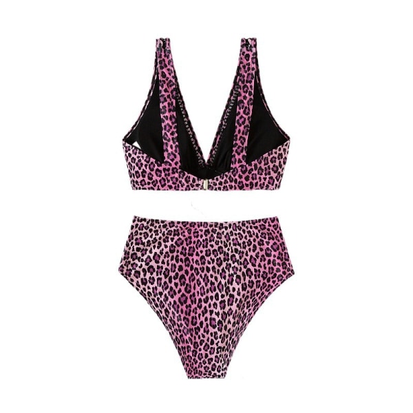 (l)sexy Leopard Høytaljet Flare Lomme Split Spa Badedrakt