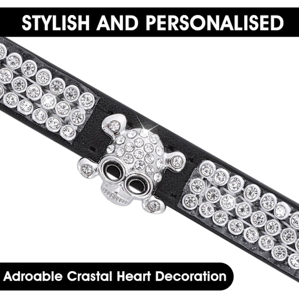 XS-CP376-4 Svart - 2 stycken Justerbara syntetiska läderhalsband wi