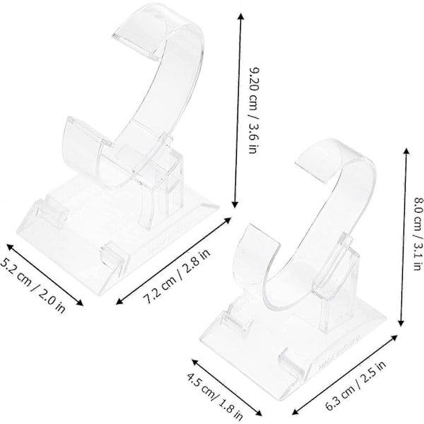 Klar Akryl Klockdisplayställ, 2 ST Klockhållare Smycken Armband Klockdisplay Rack Hållare Ställ