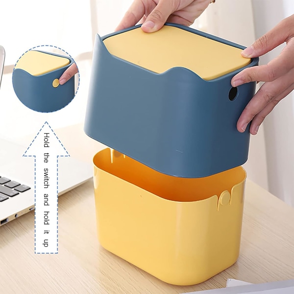 /#/Small Tabletop Trash Can, Portable Mini Table Trash Can, Press T/#/