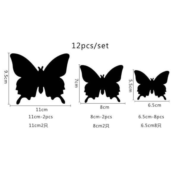 12 delar DIY Mirror Butterfly Combined 3D Butterflies Wall Stic