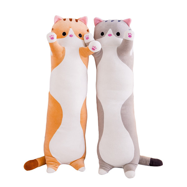 (Grå, 50cm/19.68 tum) Mjuk Kattkudde Plush Lång Sängkudde