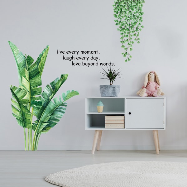 *Grønne plante vægklistermærker engelsk stue soveværelse baggrund*
