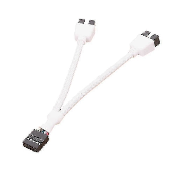Emolevyn 9-nastainen USB-liitin kahteen USB2.0 9-nastaiseen jakajakeskittimen jatkokaapeliin