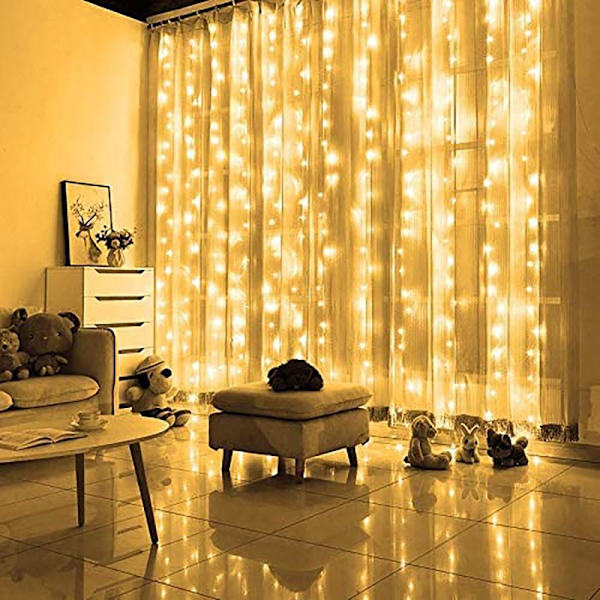 #LED lysgardin, innendørs lysgardin, fe lysgardin, 8 lysmoduser, energieffektivitet A+++#