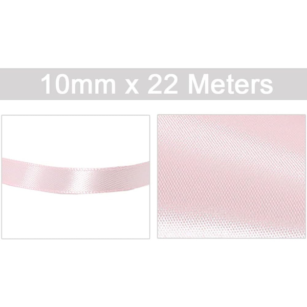Ljusrosa Satinband 10mm x 22m, Satinband för Presentinslagning