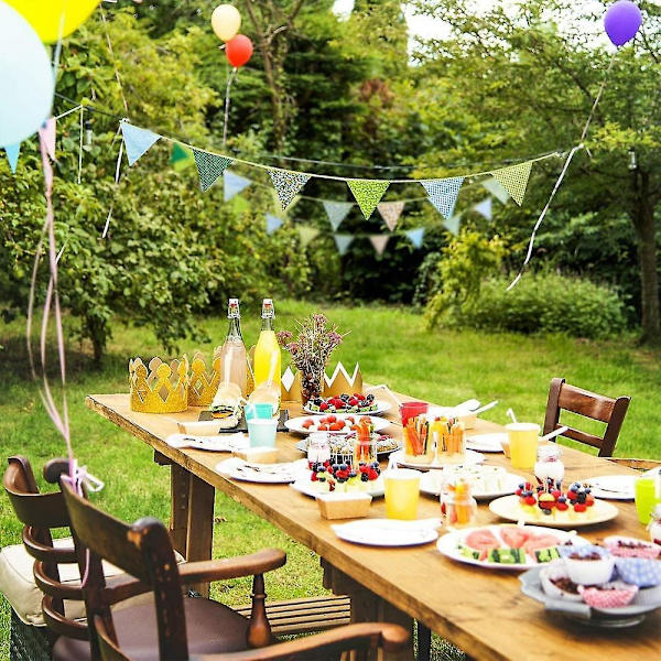 Blommig Dubbelsidig Chic Banner Girlang Vimplar Party Dekorationsmaterial grön