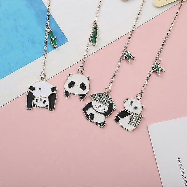 Kirjanmerkit Söpö Panda Muotoinen Metallinen Kirjanmerkkipakkaus, 4 kpl