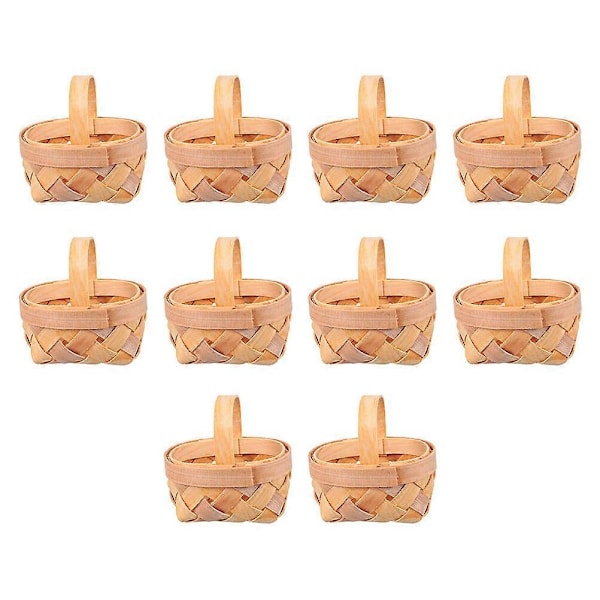 10 st Mini Träkorgar Trävävda Korgar Miniatyr Blomkorgar