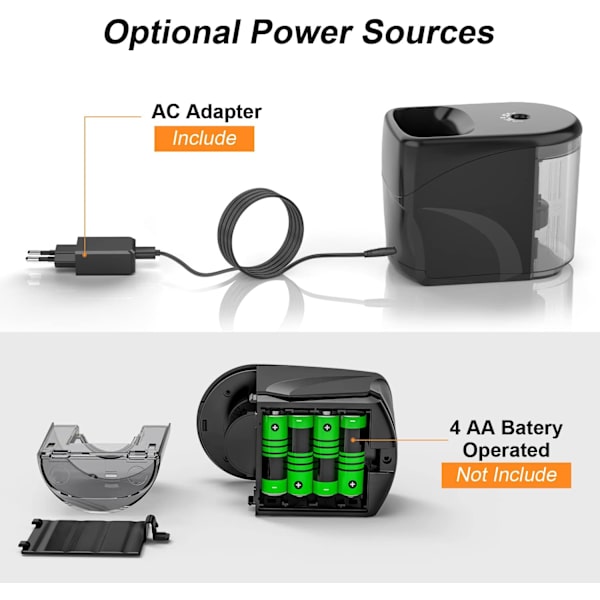 Elektrisk Blyantspidser, To Strømtilstande (Batteri og USB) Saf