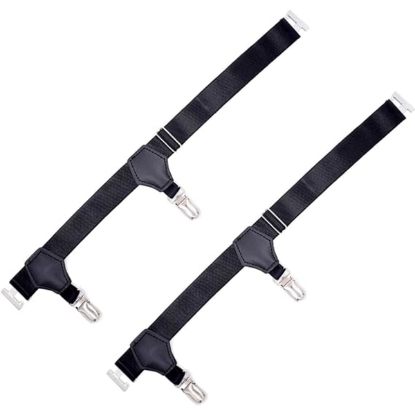 2-pack Herrskjort- och strumppåsklämmor, justerbar längd, svart