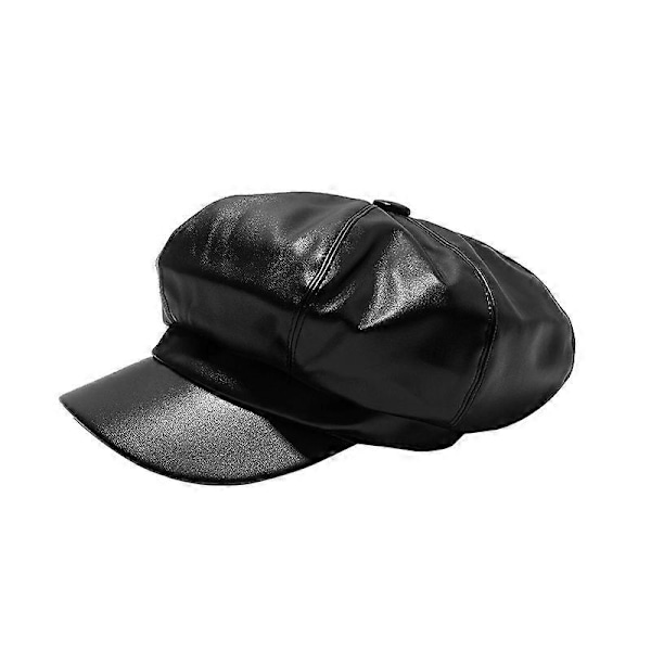 Dammode åttkantig hatt Newsboy Hatt, PU Läder Taxi Målarhatt Basker
