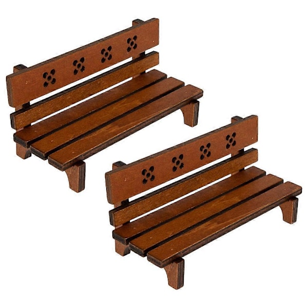 2 stk. Miniatyr Hagebenker Mikro Hagebenk Mini Parkbenk for Dukkehus