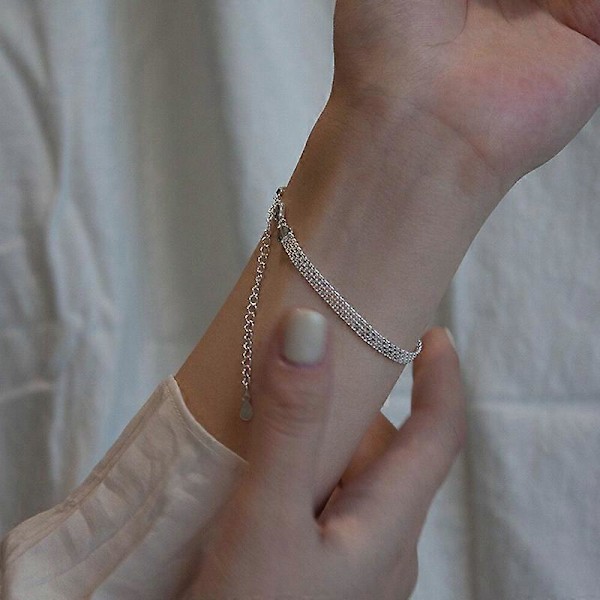 Blankt, Slätt, Brett Armband, S925 Sterling Silver Nischdesign Blankt Stapelbart Armband