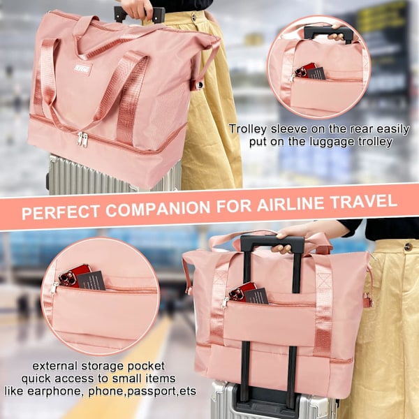 /#/Resväska Duffel Bag 30L Weekend Bag Trolley Sleeve Torr & Våt Separat  Gym Bag/#/