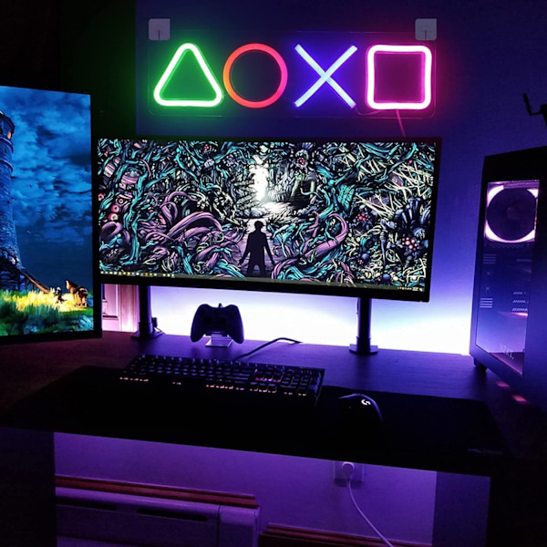 #LED Stripe Spil Lampe - PS Playstation Symbol Lys - Neon Lys#