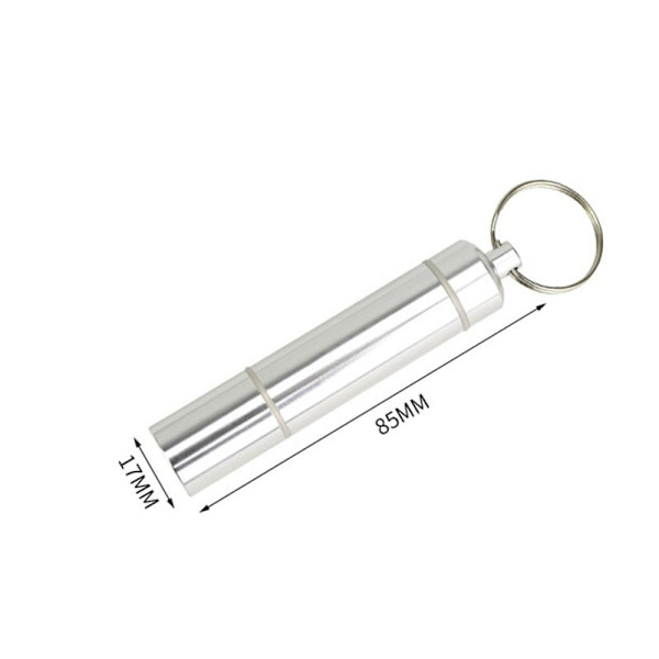 En silverfärgad 17×85MM bärbar metalltandpetarehållare, lätt aluminium