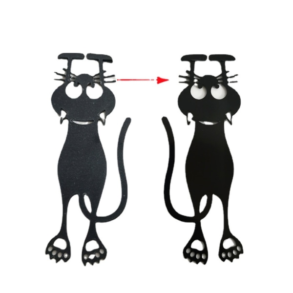 /#/Et stykke sort bogmærke Nysgerrig kat Farve sort Katteform 12cm/#/