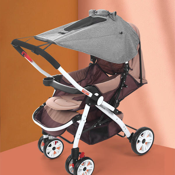 #Solskydd för barnvagnssufflett Solskydd Markis för Vagn Bärkorg UV 50+ Justerbart Solskydd Vagga med Förvaringsväska - Universal Grå#