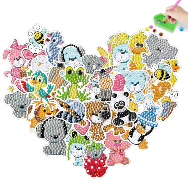 #Timanttimaalaus, Timanttimaalaus DIY Piirretty Eläinten Tarrat#