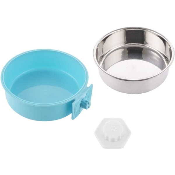 Blue (M 17*5) Dog Crate Bowl Removable Stainless Steel Hanging B