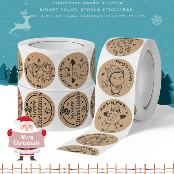 Farfi 500st Juldekaler Tecknat Mönster Självhäftande Härliga Juletiketter För Kuvertförsegling 2,5cm A