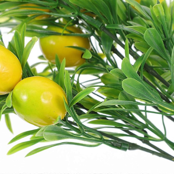2 stk. Kunstig Sitrontre Stilk Falske Fruktgrener Faux Sitrongren Arrangement for Hjemmet