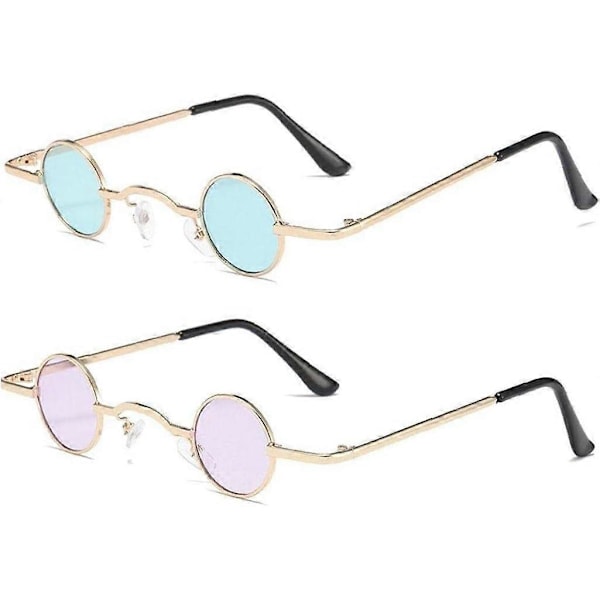 2 st Glasögon Ovanliga Solglasögon med Extremt Små Linser Unisex