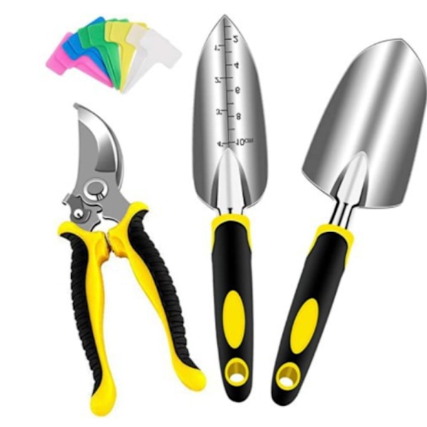 3-delt hageverktøysett i rustfritt aluminium (voksen) med stor spade