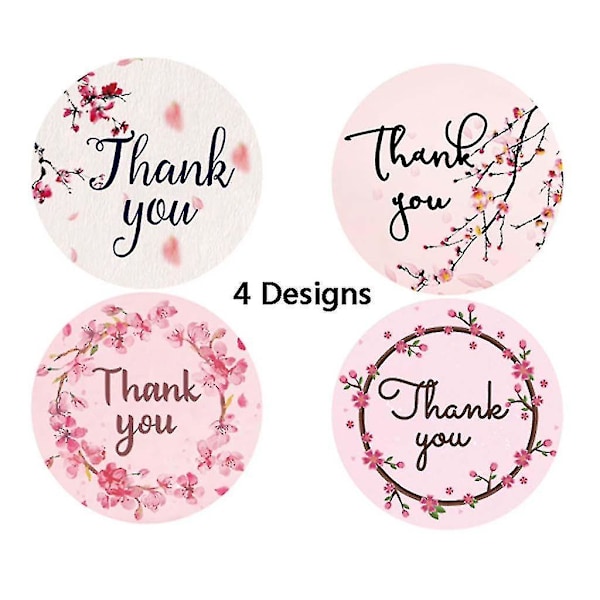 *500 stk./rulle 4 Designs Blomster Tak Stickers Bryllup Gaveartikler Fest Håndlavet Scrapbooking Gaveemballage Forseglingsmærker*