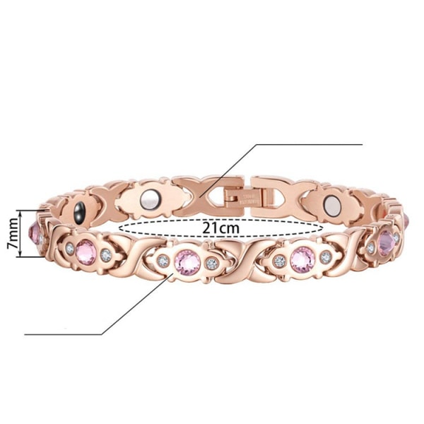 Armbånd i rustfrit stål til kvinder med magnetisk sten og falske diamanter