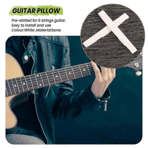 6-strängad akustisk benstall gitarr med slitsad sadel, gitarrdelar (2-pack)