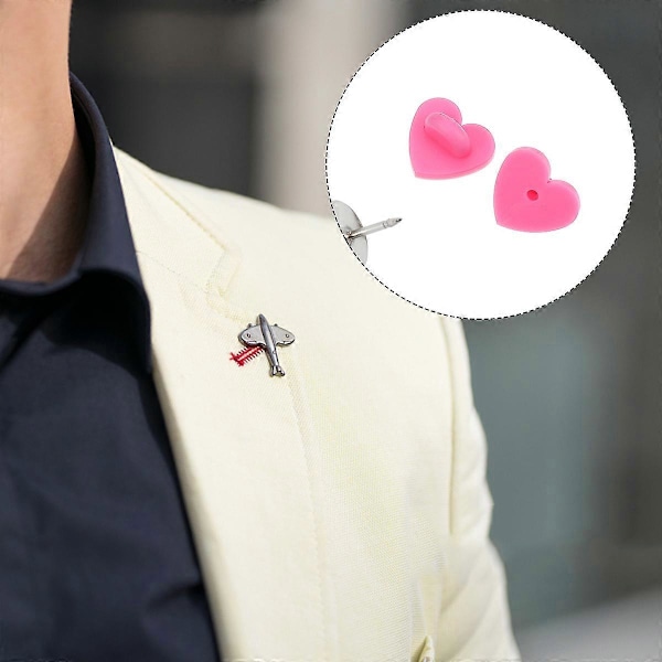 100 stk. Gummiknappnåler Hjerte Brosjespenne Brosje DIY Tilbehør