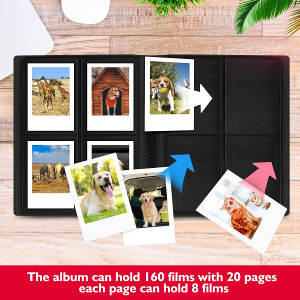 Lommealbum for 160 bilder til Fujifilm Instax Mini 70 7s 8 8+ 9 11 2