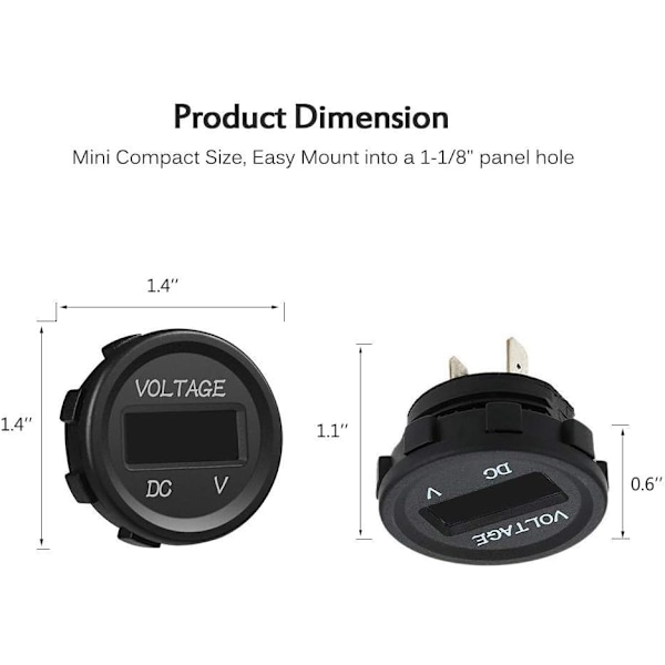 /#/12-24V DC Voltmeter LED Digital Display Vanntett for Båt Motor/#/