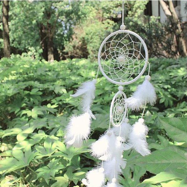 White Feather Two Net Dream Catcher Ringe, Large Dream Catcher m