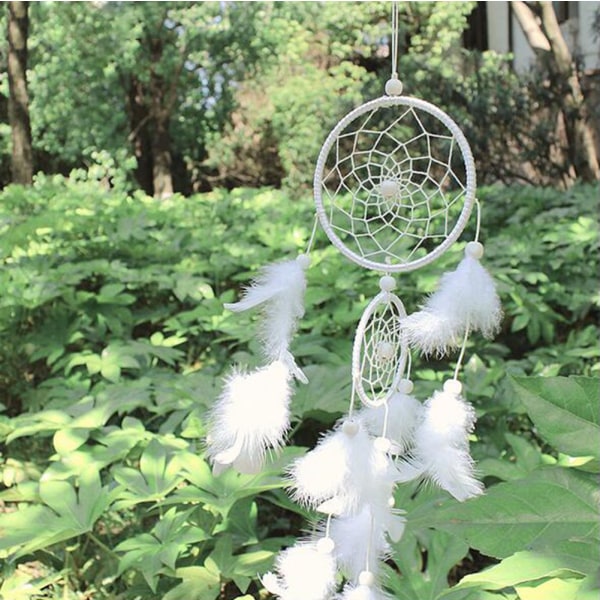White Feather Two Net Dream Catcher Rings, Large Dream Catcher m