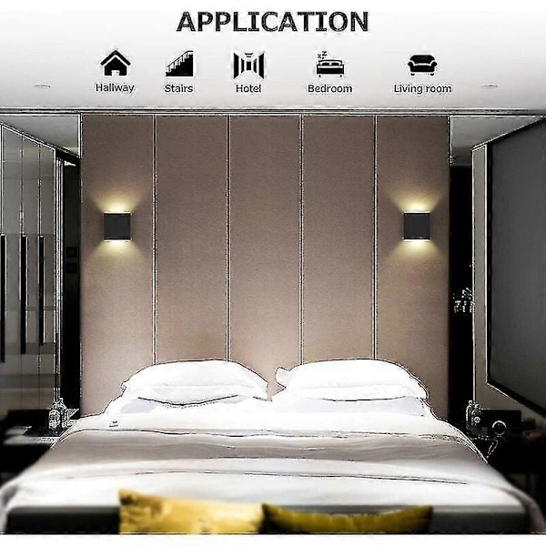 2 stk. Indendørs Væglampe, Indendørs LED Væglamper, 6W Dekorativ Væglampe 3000k Varm Hvid, Moderne Væglampe Til Soveværelse, Stue, Hotel, Trappe