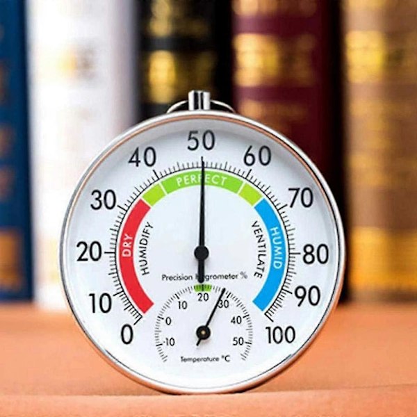 Rund Termometer för Inomhus och Utomhusbruk, Hygrometer för Trädgård, Temperaturmätare, Bekväma Väder- och Fuktighetsmätare