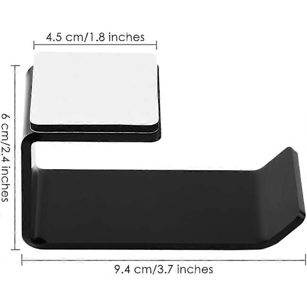 2 st Hörlurshängare Självhäftande Akryl Hörlurshängare Under Skrivbordet Headsethållare, svart, 98*45*60mm