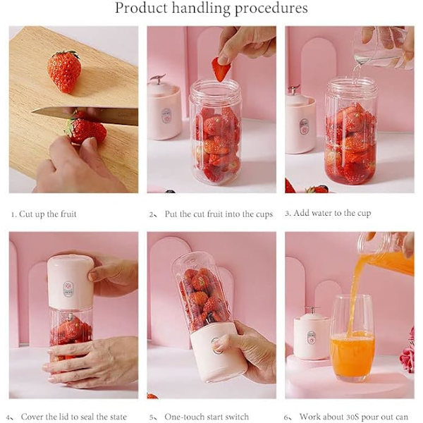 #(Rosa) saftblandare liten fruktjuiceblandare saftpressare Bärbar#