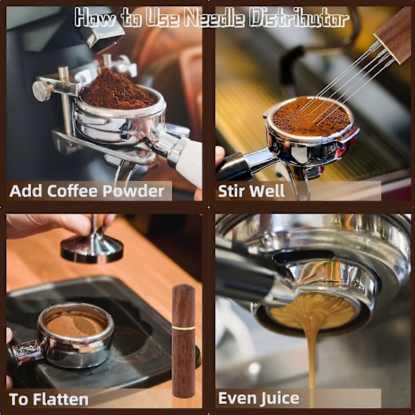 Espresso Kaffeomrörare, Espresso Distributionsverktyg, Professionellt Handnålstyp Distributionsverktyg, Distributionsverktygsnålar (Ljus Färg)
